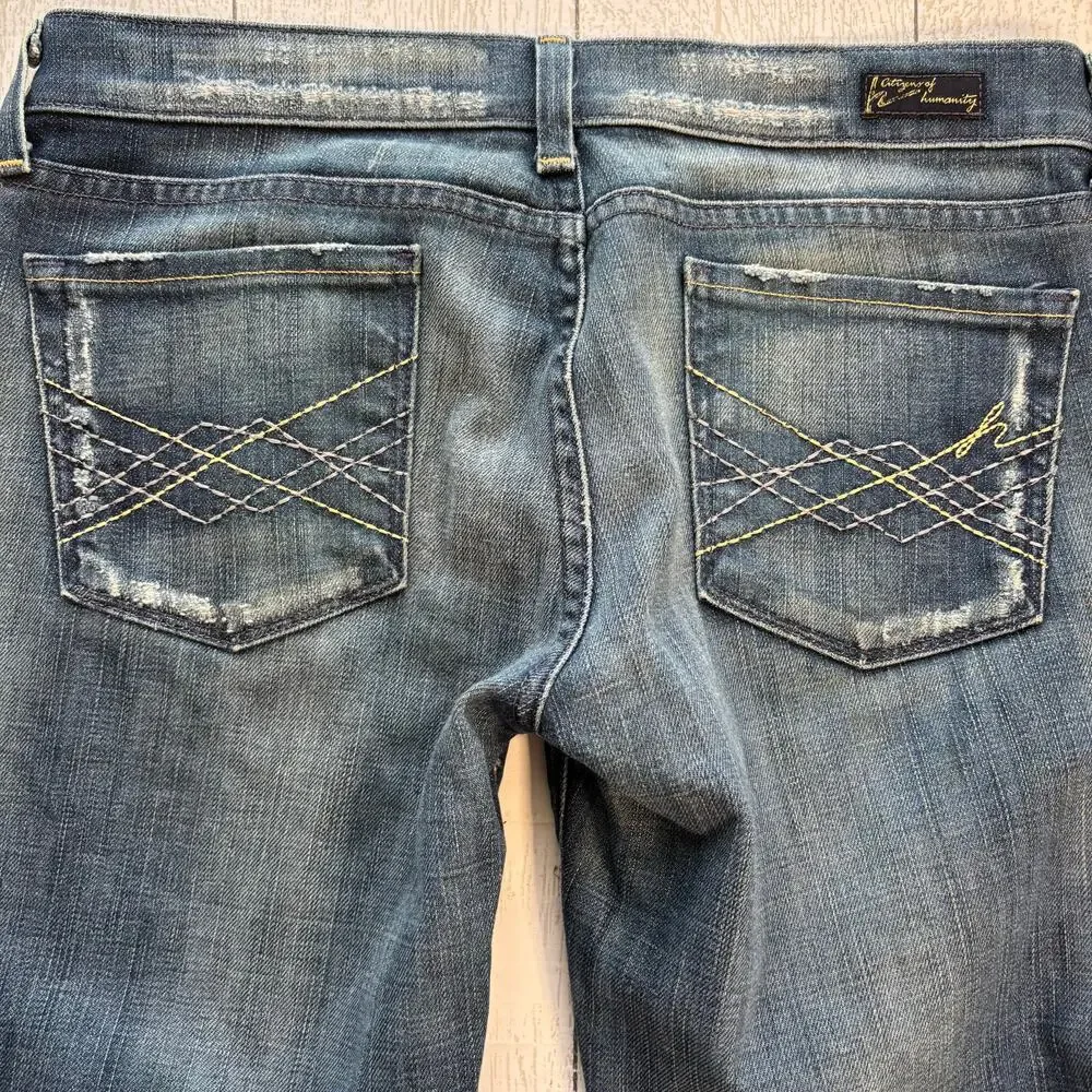 Citizens of Humanity Elle Low Waist Bootcut Distressed Jeans Size 28